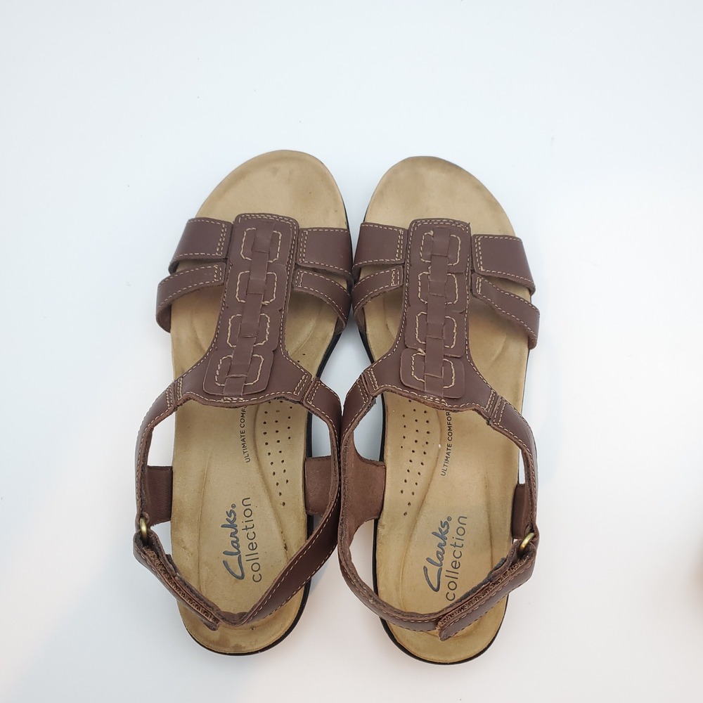 Clarks Laurieann Kay Tan Brown Leather Slingback Sandals Women's Size 7.5 - Picture 6 of 9